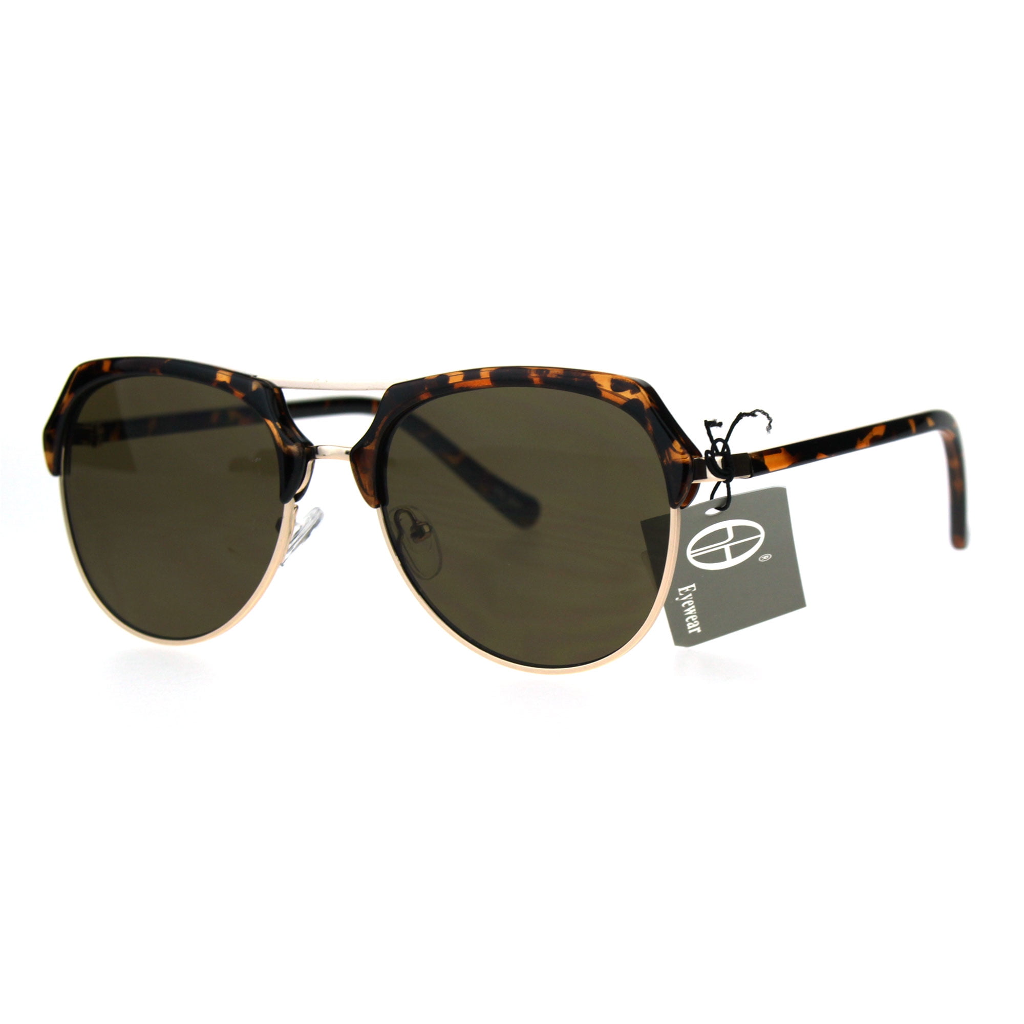 Half Rim Aviators Retro Luxury Half Rim Aviator Designer Fashion Sunglasses Tortoise ...