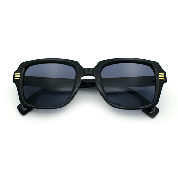 Retro Luxury Keyhole Hipster Horn Rim Plastic Rectangle Sunglasses All Black