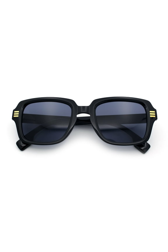 Retro Luxury Keyhole Hipster Horn Rim Plastic Rectangle Sunglasses All Black