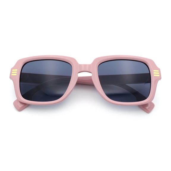 Retro Luxury Keyhole Hipster Horn Rim Plastic Rectangle Sunglasses Peach - Black
