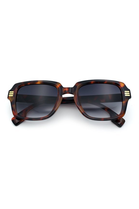 Retro Luxury Keyhole Hipster Horn Rim Plastic Rectangle Sunglasses Tortoise - Smoke