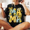thumbnail image 1 of Retro MAMA Lemon T-Shirt, Yellow Gingham Floral Shirt, Cute Summer Mom Shirt, Bow and Daisy T-Shirt, Mother's Day Shirt, 1 of 5