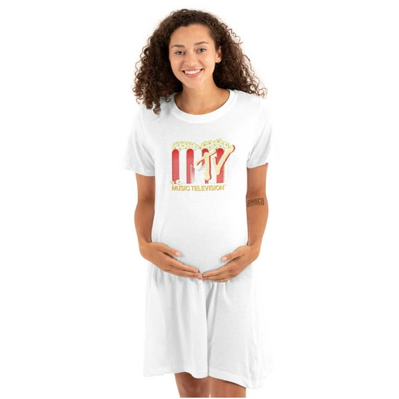 Retro MTV Buttered Popcorn Logo Women's Maternity Dress Brisco Brands M