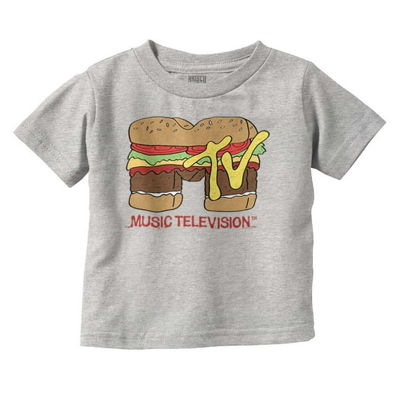 Retro MTV Cheese Burger Food Logo Toddler Boy Girl T Shirt Infant Toddler Brisco Brands 24M