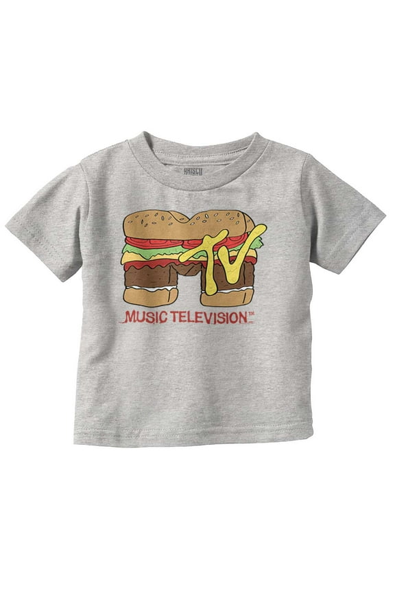 Retro MTV Cheese Burger Food Logo Toddler Boy Girl T Shirt Infant Toddler Brisco Brands 24M