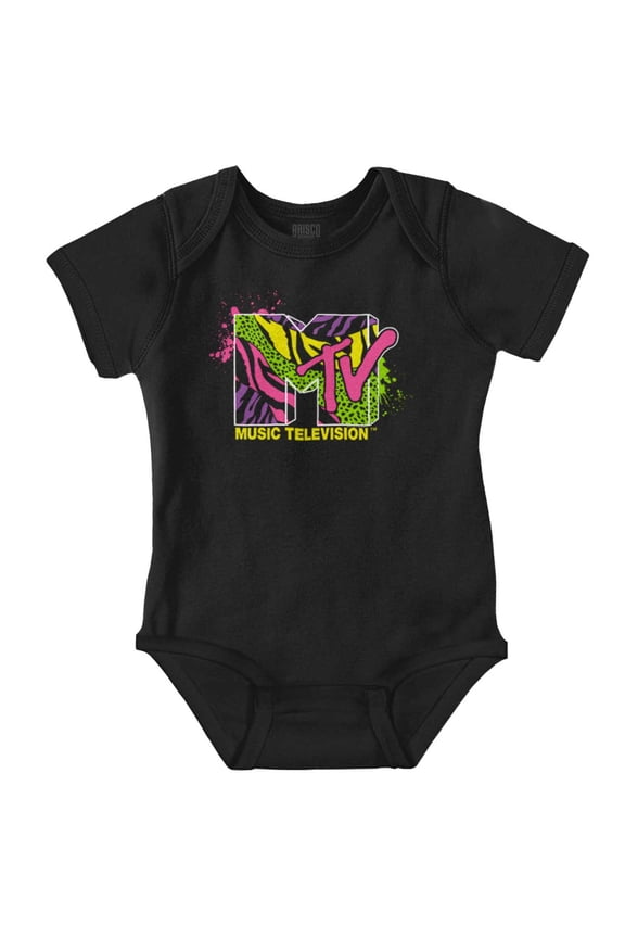 Retro MTV Colorful Animal Print Logo Bodysuit Jumper Girls Infant Baby Brisco Brands 12M