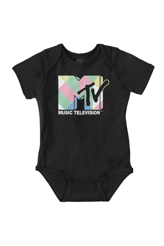 Retro MTV Colorful Blocks Logo Romper Boys or Girls Infant Baby Brisco Brands 6M