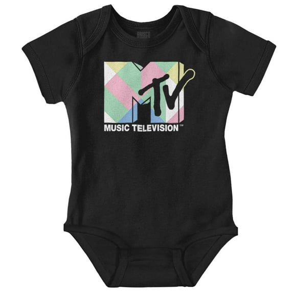 Retro MTV Colorful Blocks Logo Romper Boys or Girls Infant Baby Brisco Brands NB