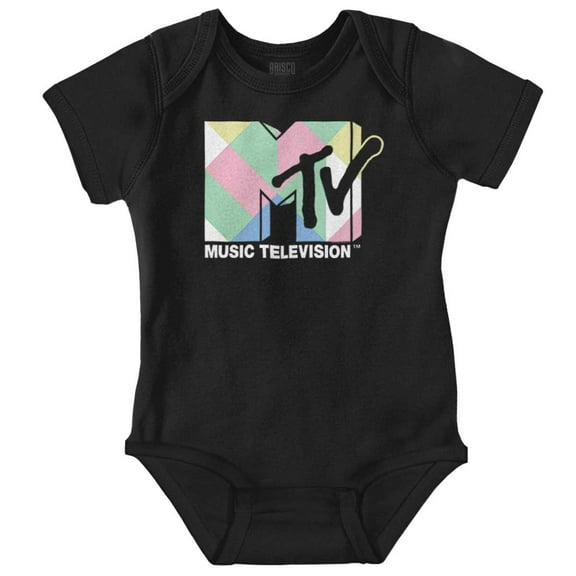 Retro MTV Colorful Blocks Logo Romper Boys or Girls Infant Baby Brisco Brands NB