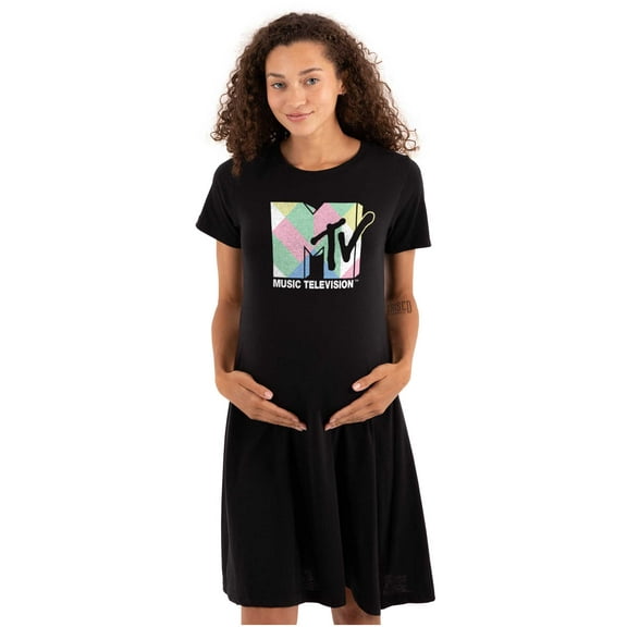 Retro MTV Colorful Blocks Logo Women's Maternity Dress Brisco Brands M