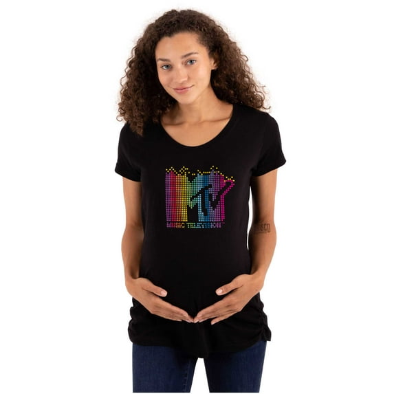Retro MTV Colorful Pixel Art Logo Women's Maternity T Shirt Tee Brisco Brands S