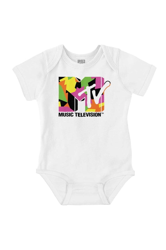 Retro MTV Colorful Shapes Logo Romper Boys or Girls Infant Baby Brisco Brands 18M