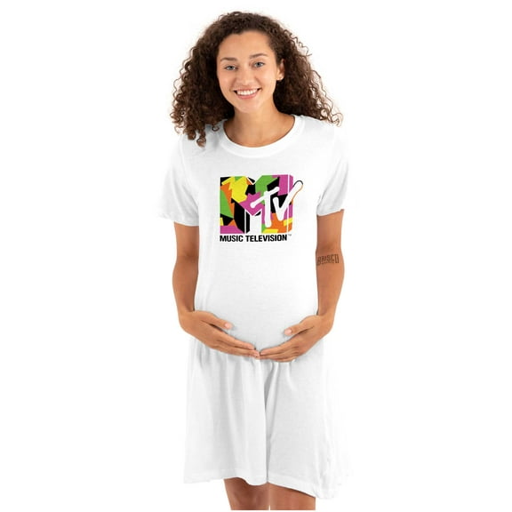 Retro MTV Colorful Shapes Logo Women's Maternity Dress Brisco Brands L