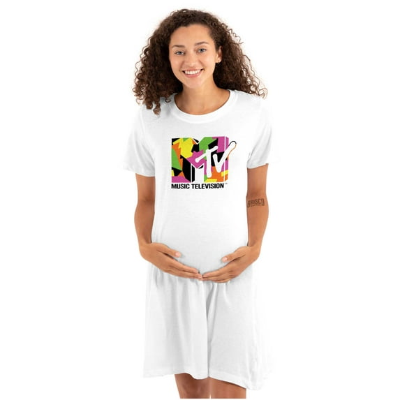 Retro MTV Colorful Shapes Logo Women's Maternity Dress Brisco Brands M