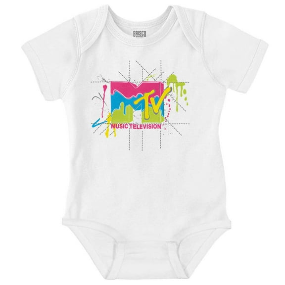 Retro MTV Colorful Slime Drip Logo Romper Boys or Girls Infant Baby Brisco Brands NB