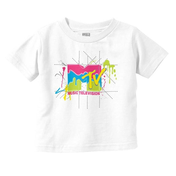 Retro MTV Colorful Slime Drip Logo Toddler Boy Girl T Shirt Infant Toddler Brisco Brands 6M