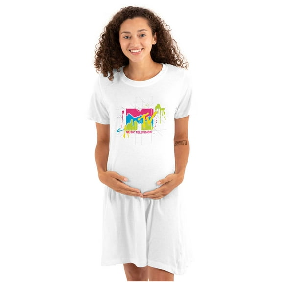 Retro MTV Colorful Slime Drip Logo Women's Maternity Dress Brisco Brands M
