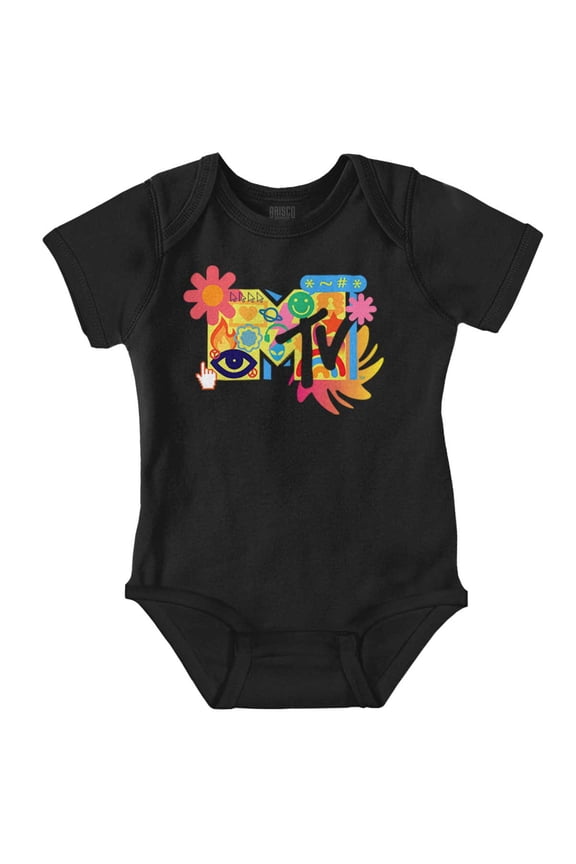 Retro MTV Computer Emoticons Logo Romper Boys or Girls Infant Baby Brisco Brands 12M