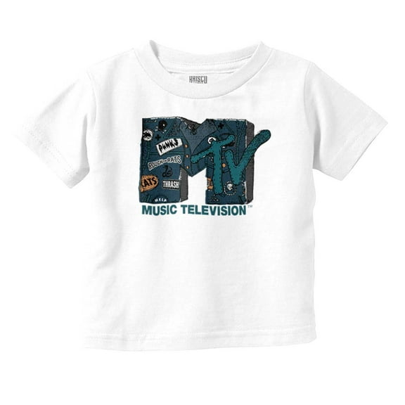 Retro MTV Distressed Denim Logo Toddler Boy Girl T Shirt Infant Toddler Brisco Brands 18M