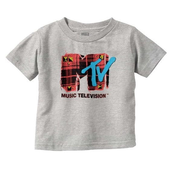 Retro MTV Distressed Plaid Logo Toddler Boy Girl T Shirt Infant Toddler Brisco Brands 6M