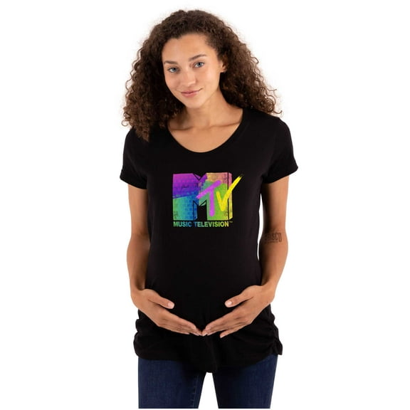 Retro MTV Distressed Stamps Logo Women's Maternity T Shirt Tee Brisco Brands S