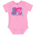 thumbnail image 1 of Retro MTV Floral Microphone Logo Romper Boys or Girls Infant Baby Brisco Brands NB, 1 of 6