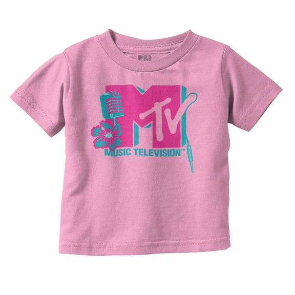 Retro MTV Floral Microphone Logo Toddler Boy Girl T Shirt Infant Toddler Brisco Brands 24M