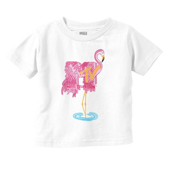 Retro MTV Fluffy Flamingo Logo Toddler Boy Girl T Shirt Infant Toddler Brisco Brands 18M
