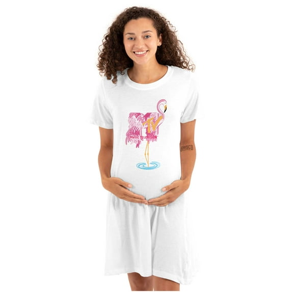Retro MTV Fluffy Flamingo Logo Women's Maternity Dress Brisco Brands M