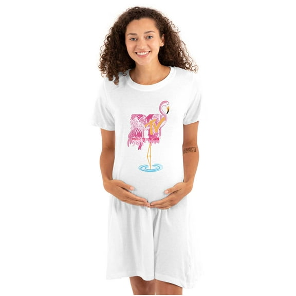 Retro MTV Fluffy Flamingo Logo Women's Maternity Dress Brisco Brands X