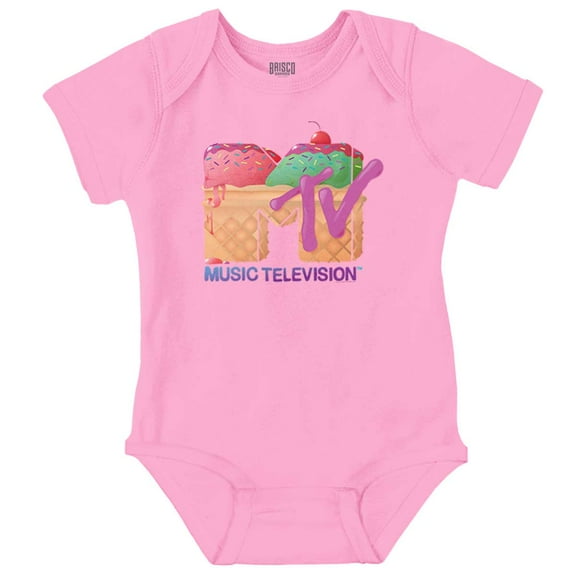 Retro MTV Ice Cream Sundae Logo Romper Boys or Girls Infant Baby Brisco Brands NB