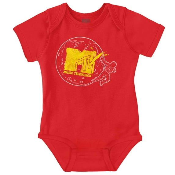 Retro MTV Logo Moon Man Graffiti Romper Boys or Girls Infant Baby Brisco Brands NB