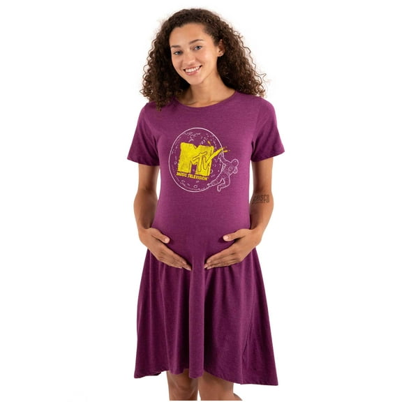 Retro MTV Logo Moon Man Graffiti Women's Maternity Dress Brisco Brands X