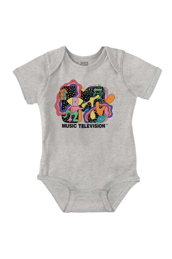 Retro MTV One Eyed Monster Logo Romper Boys or Girls Infant Baby Brisco Brands NB