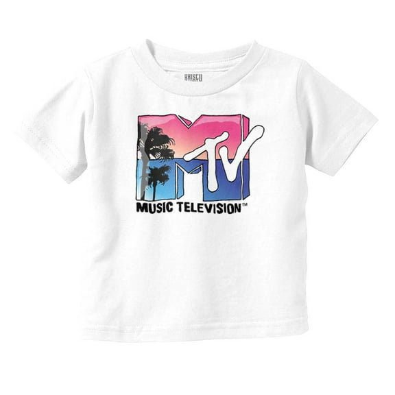 Retro MTV Palm Tree Paradise Logo Toddler Boy Girl T Shirt Infant Toddler Brisco Brands 6M