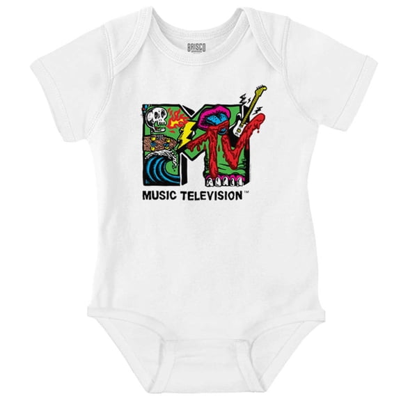Retro MTV Punk Slime Monster Logo Romper Boys or Girls Infant Baby Brisco Brands 18M