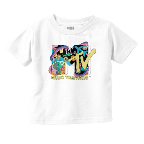 Retro MTV Rainbow Collage Logo Toddler Boy Girl T Shirt Infant Toddler Brisco Brands 24M