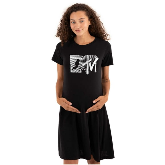 Retro MTV Stripes Logo Moon Man Women's Maternity Dress Brisco Brands M
