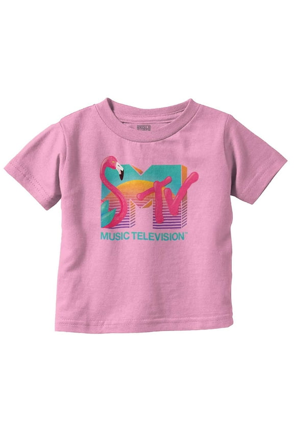 Retro MTV Sunset Flamingo Logo Toddler Boy Girl T Shirt Infant Toddler Brisco Brands 6M