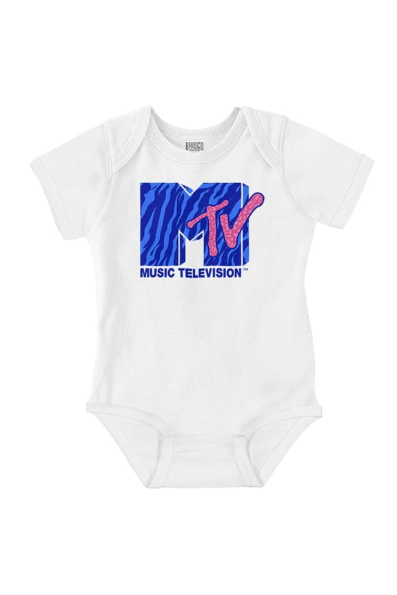 Retro MTV Tiger Stripe Print Logo Bodysuit Jumper Girls Infant Baby Brisco Brands 24M