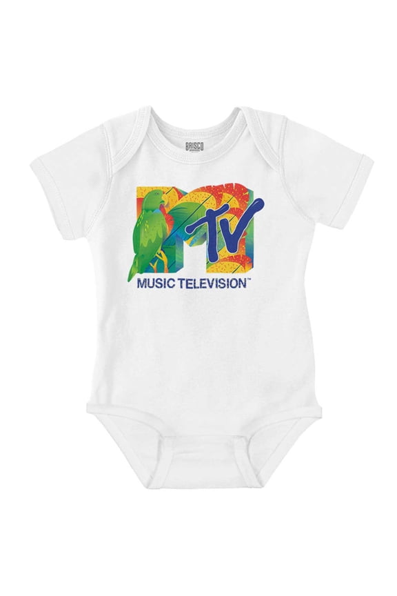 Retro MTV Tropical Parrot Logo Romper Boys or Girls Infant Baby Brisco Brands 12M