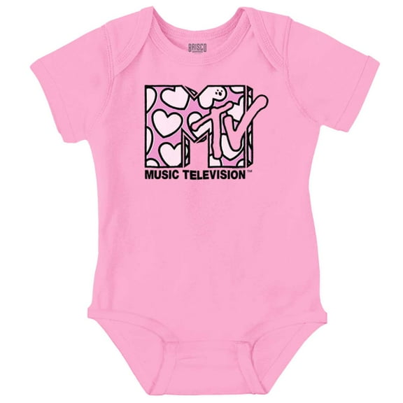Retro MTV Valentines Hearts Logo Bodysuit Jumper Girls Infant Baby Brisco Brands NB