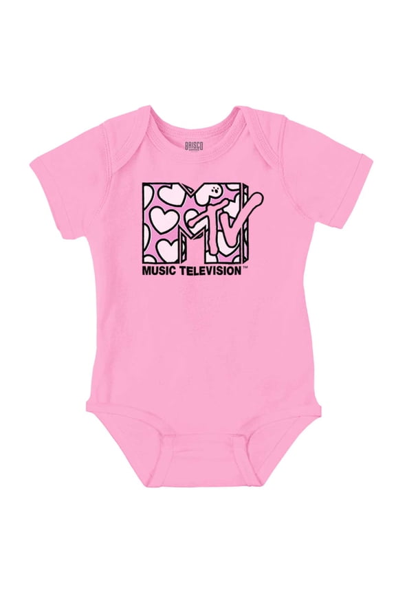 Retro MTV Valentines Hearts Logo Bodysuit Jumper Girls Infant Baby Brisco Brands NB