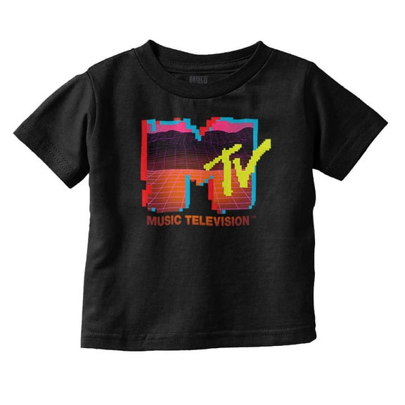Retro MTV Vaporwave Landscape Logo Toddler Boy Girl T Shirt Infant Toddler Brisco Brands 18M