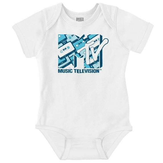 Retro MTV Vintage Cassettes Logo Romper Boys or Girls Infant Baby Brisco Brands NB