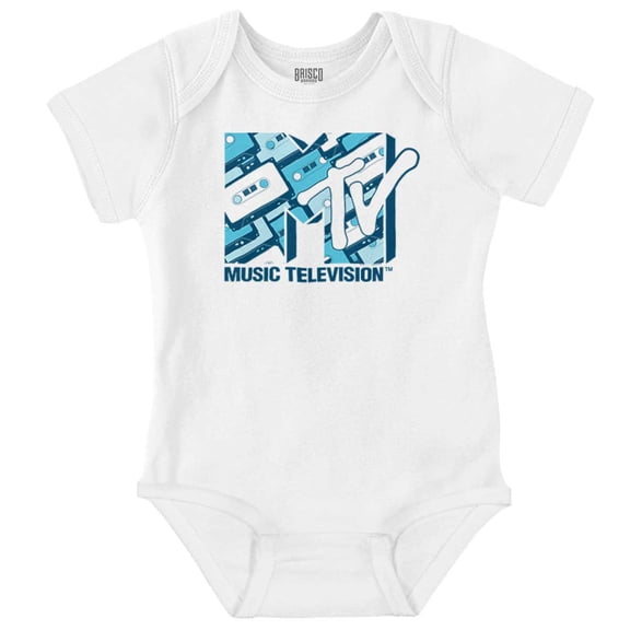 Retro MTV Vintage Cassettes Logo Romper Boys or Girls Infant Baby Brisco Brands NB