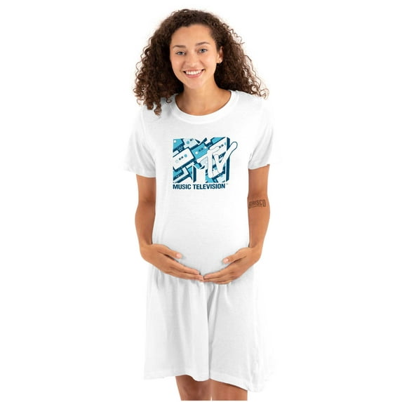 Retro MTV Vintage Cassettes Logo Women's Maternity Dress Brisco Brands M