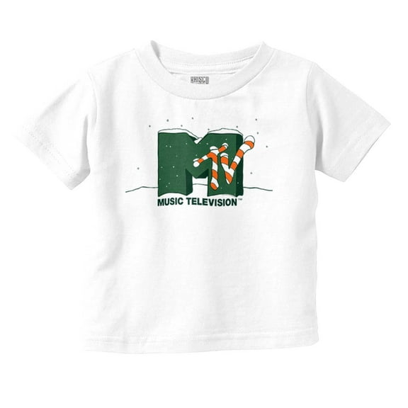 Retro MTV Winter Candy Cane Logo Toddler Boy Girl T Shirt Infant Toddler Brisco Brands 18M