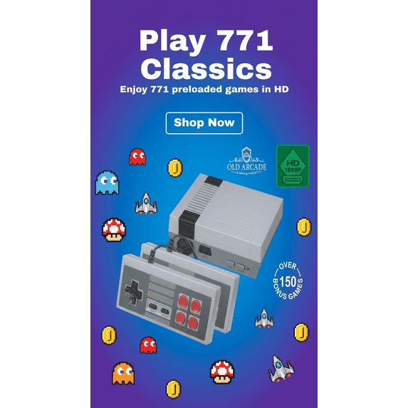 Retro Machines Built in 620 Video and 2 Controllers, Mini Video Controllers Plug and Play TV with AV Output, 8-Bit Video System, Children's Gift