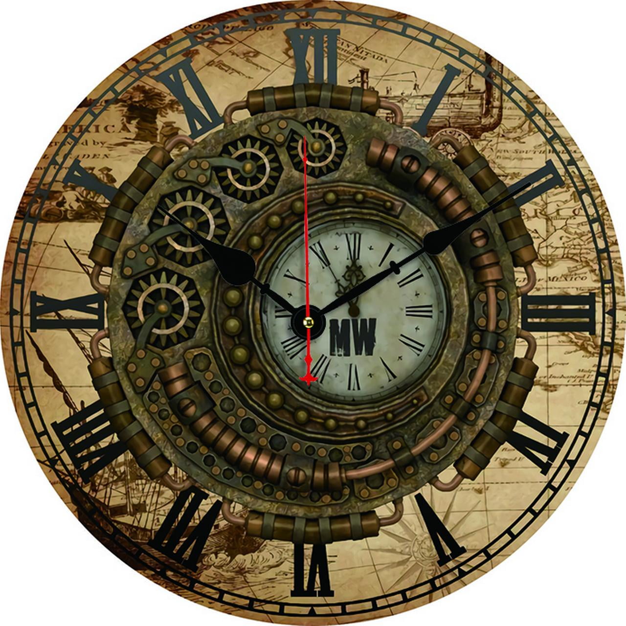 Retro Machines Wall Clock Kitchen Decor Wall Art Silent Non Ticking ...